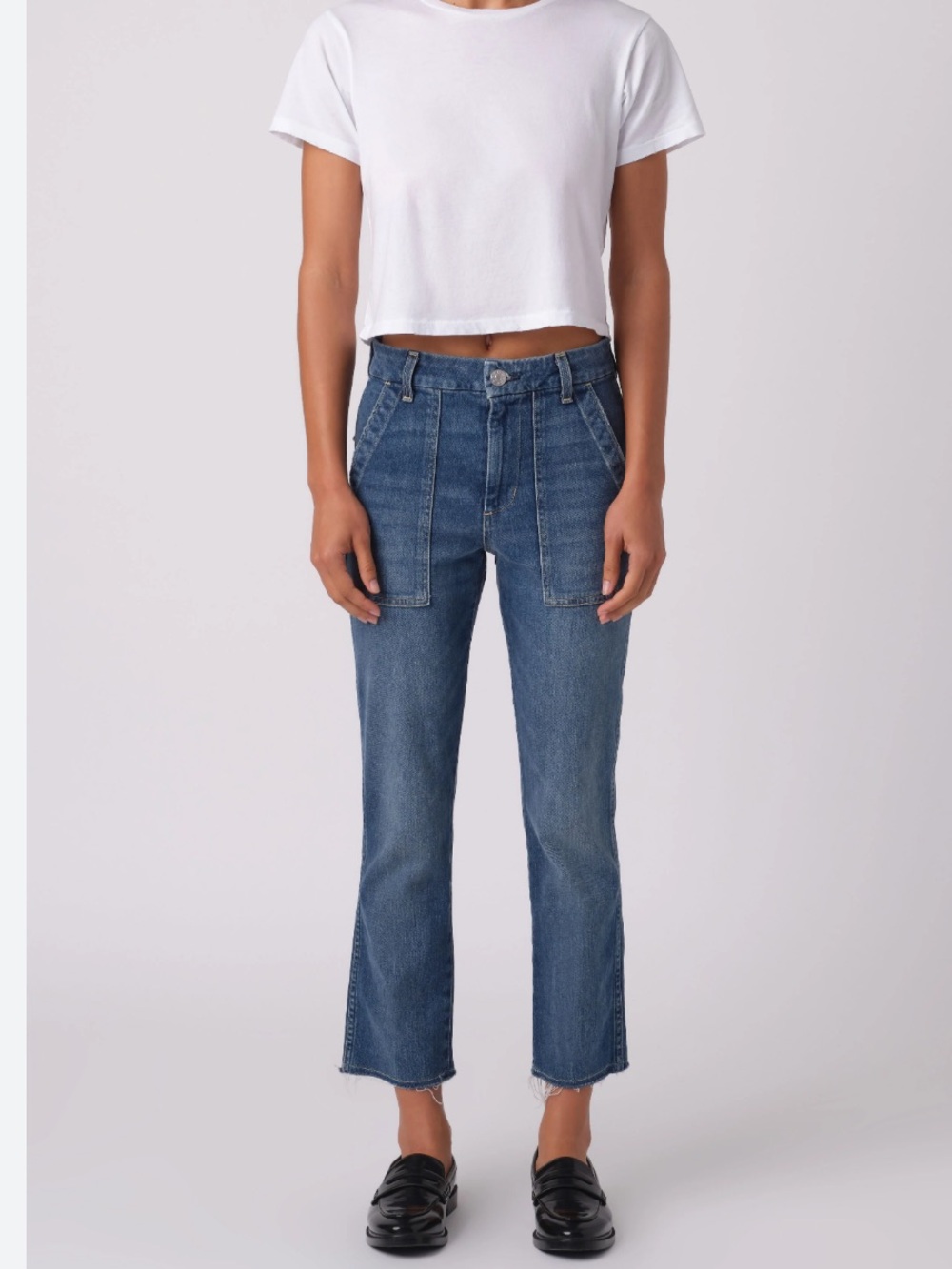Amo High-Rise Straight Crop Jeans - Blue